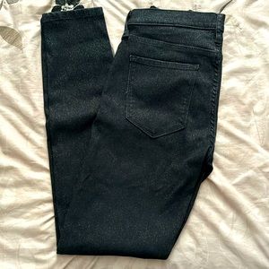 Banana Republic Premium Denim Black Sparkle Mid Rise Skinny Jean Size 27L
